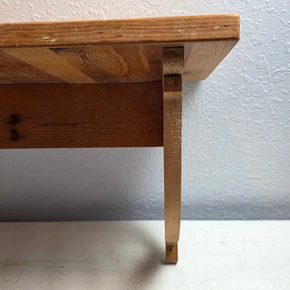 Rustic Wood Wall Shelf Spindle Brackets Striped Plank Top Brown Pine Handcrafted